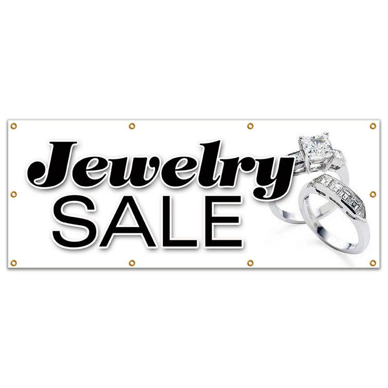 SignMission JEWELRY SALE BANNER SIGN Signs Store Jeweller Watches Ring Earrings Wayfair Canada